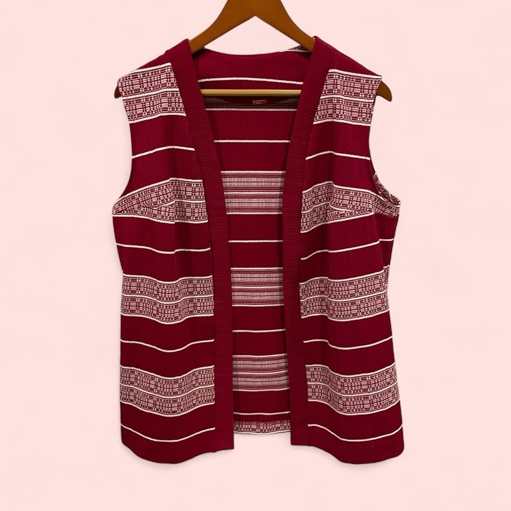 Super 70’s vintage oversized burgundy sweater open vest groovy ugly contest 🏆